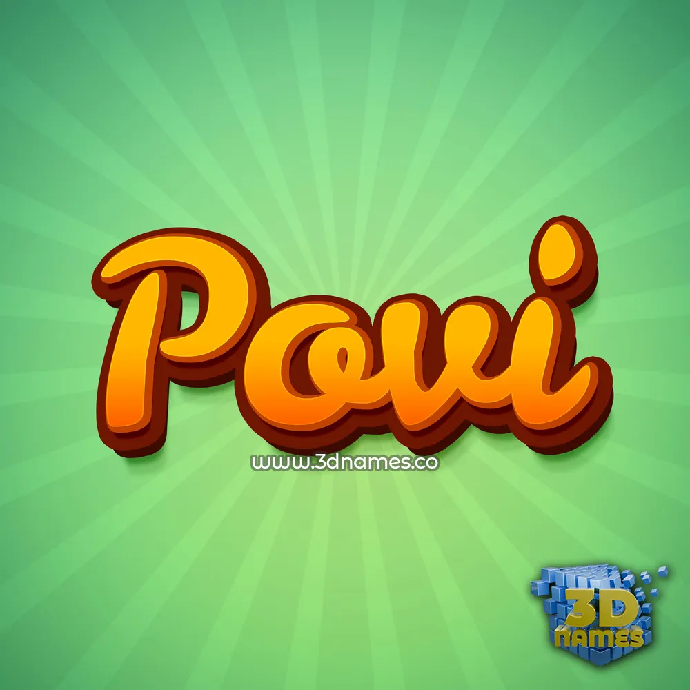 povi in Green Rays style - 3D name wallpaper