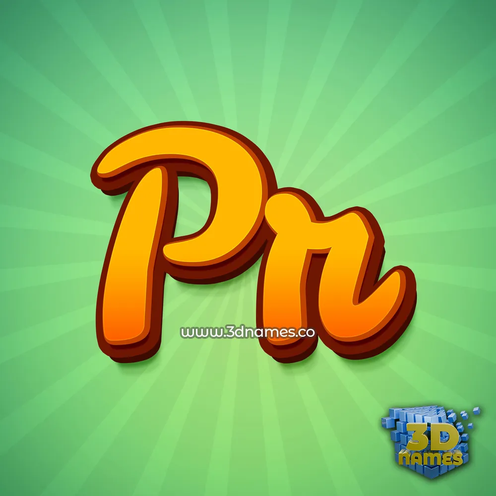 pr in Green Rays style - 3D name wallpaper