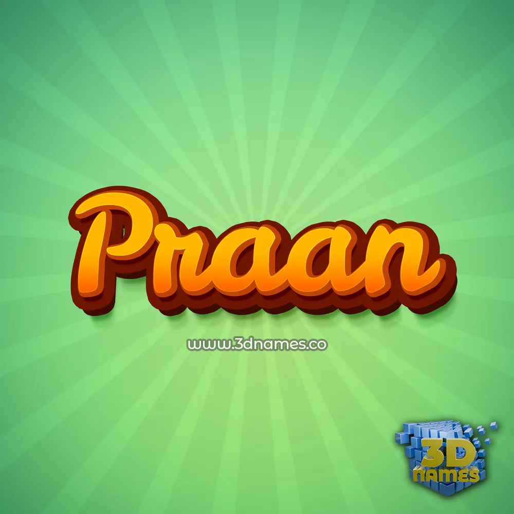 praan in Green Rays style - 3D name wallpaper