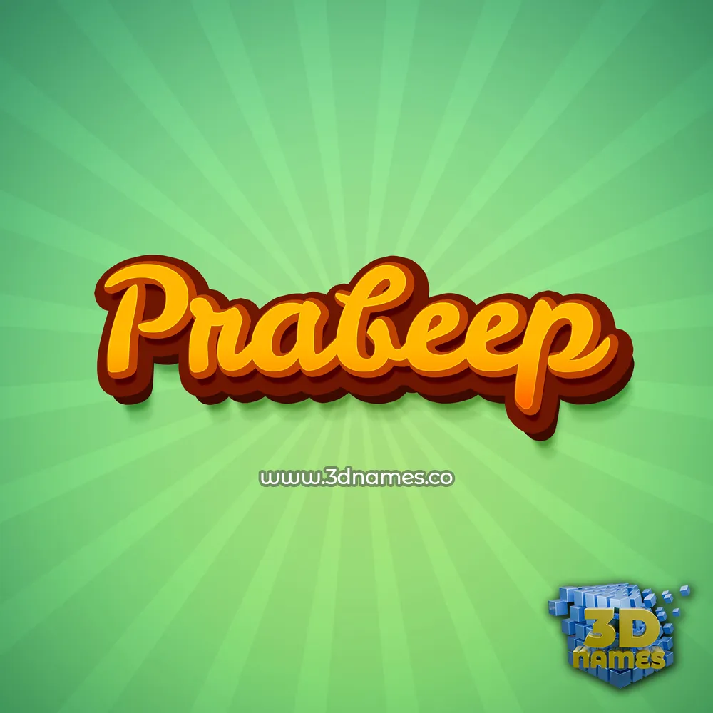 prabeep in Green Rays style - 3D name wallpaper