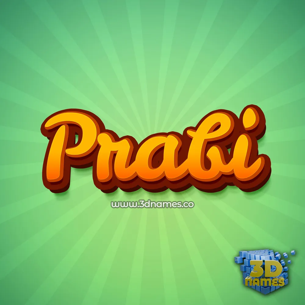 prabi in Green Rays style - 3D name wallpaper