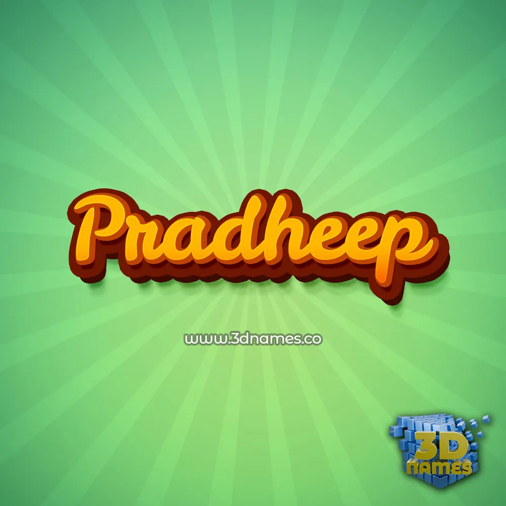 pradheep in Green Rays style - 3D name wallpaper