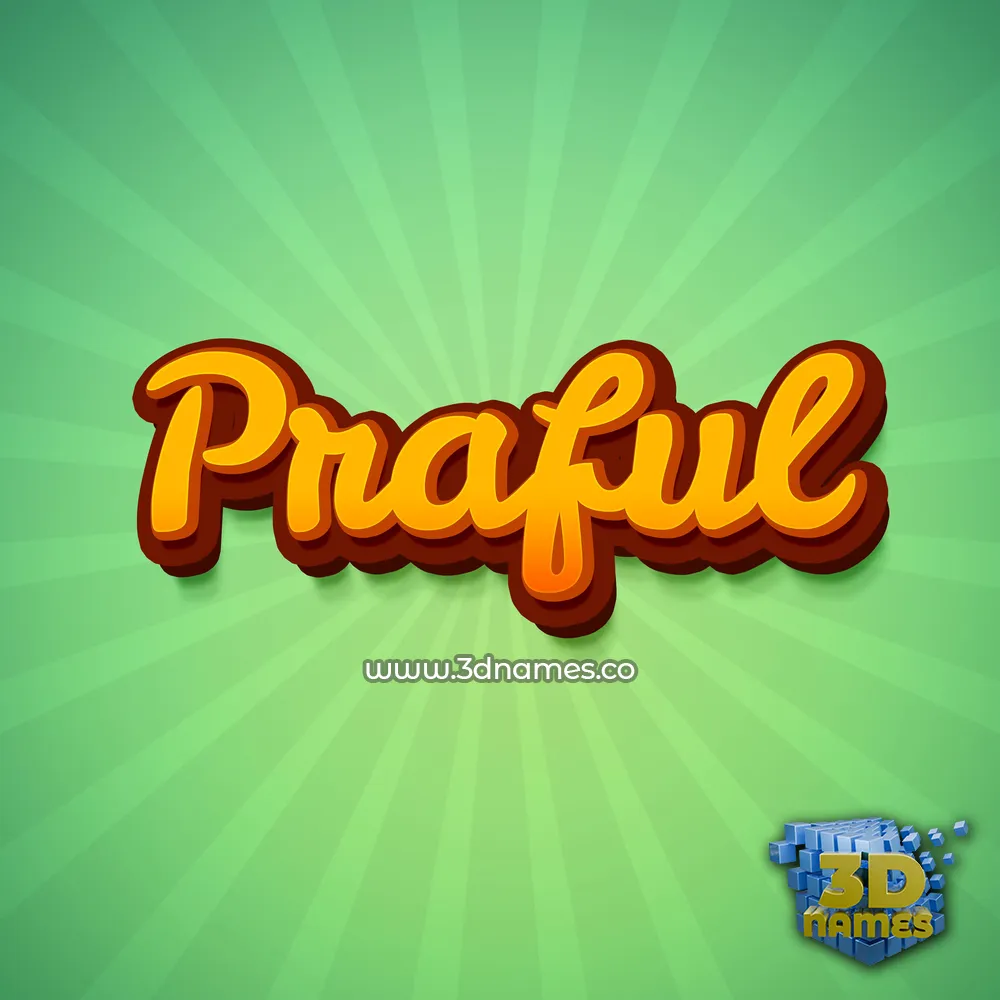 praful in Green Rays style - 3D name wallpaper