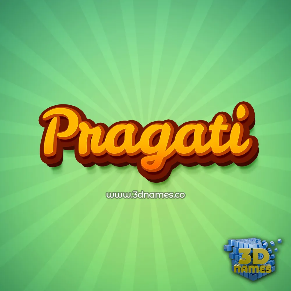 pragati in Green Rays style - 3D name wallpaper