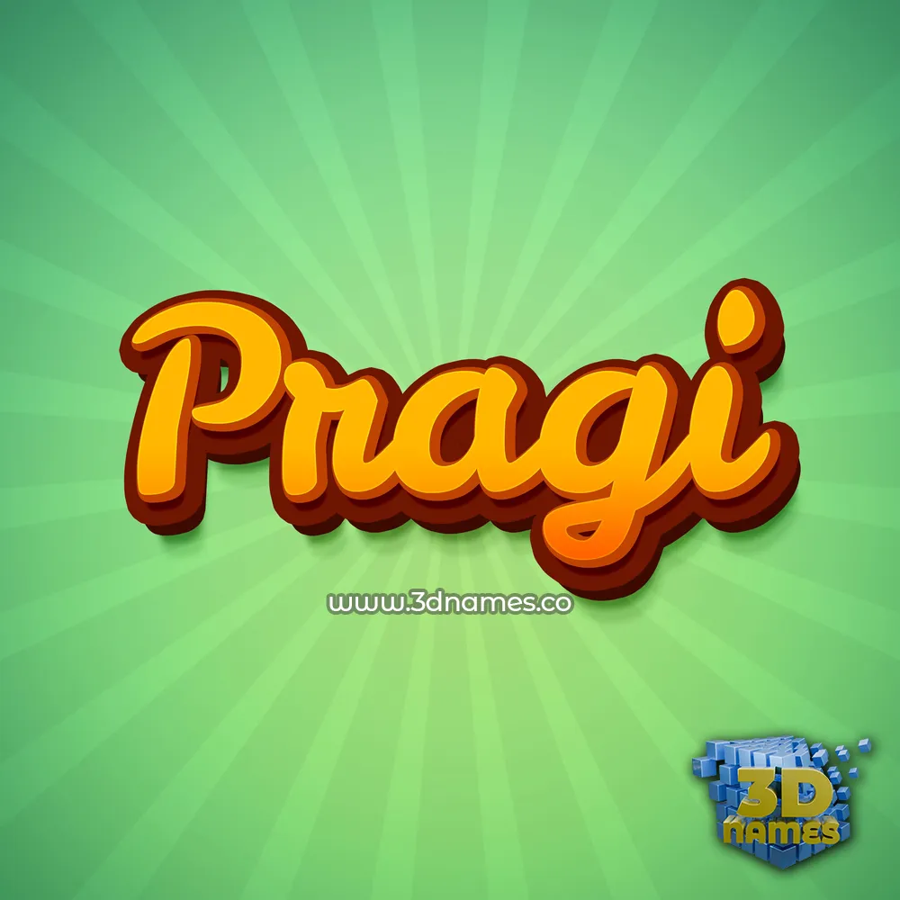 pragi in Green Rays style - 3D name wallpaper