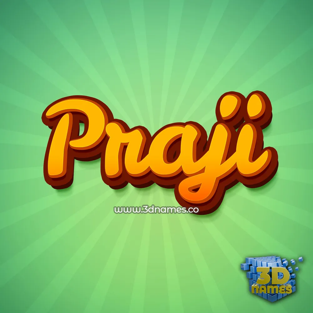 praji in Green Rays style - 3D name wallpaper