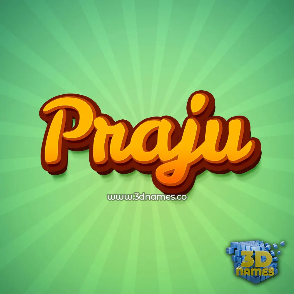 praju in Green Rays style - 3D name wallpaper