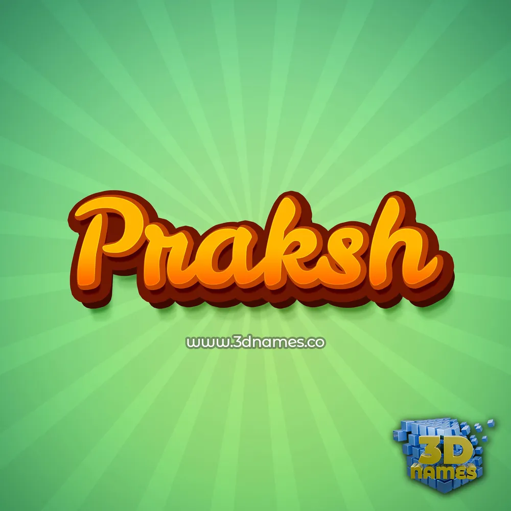 praksh in Green Rays style - 3D name wallpaper