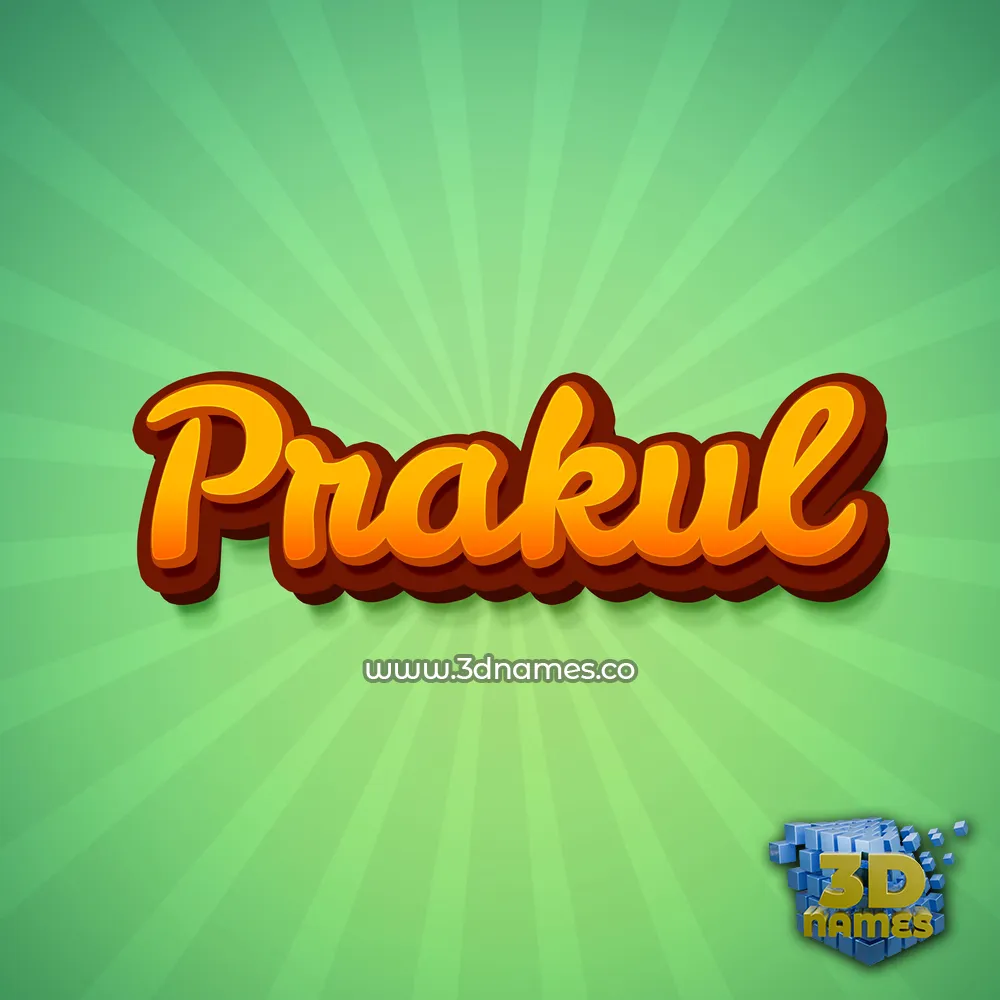 prakul in Green Rays style - 3D name wallpaper