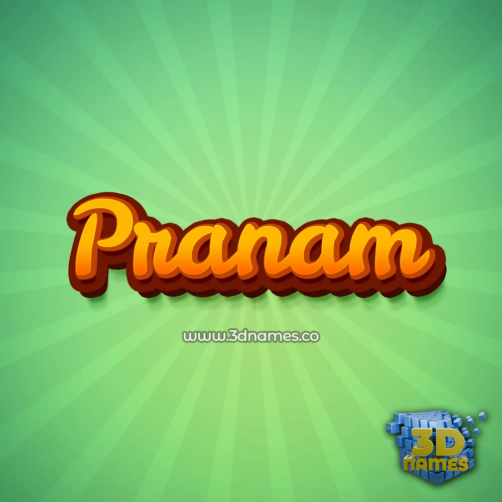 pranam in Green Rays style - 3D name wallpaper