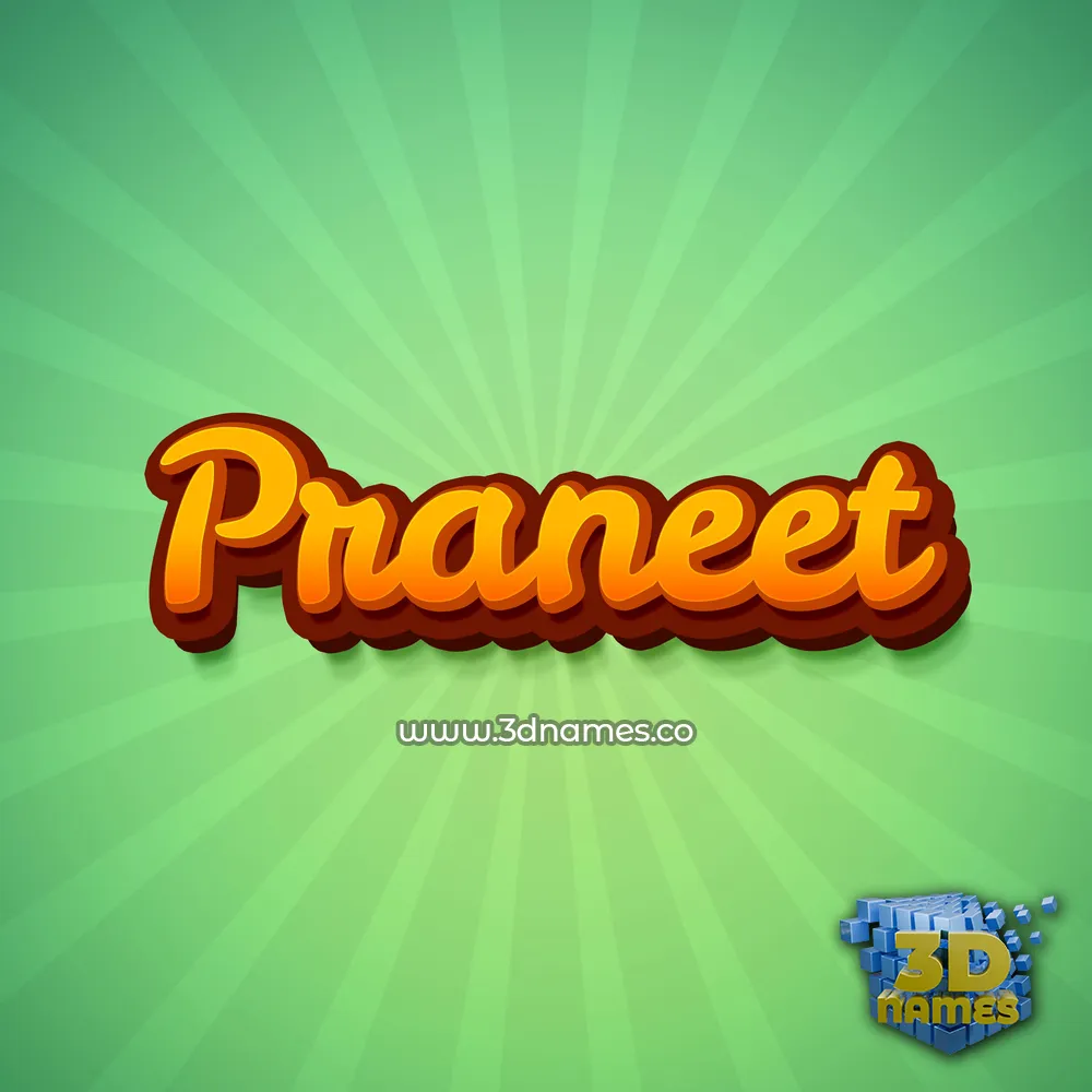 praneet in Green Rays style - 3D name wallpaper