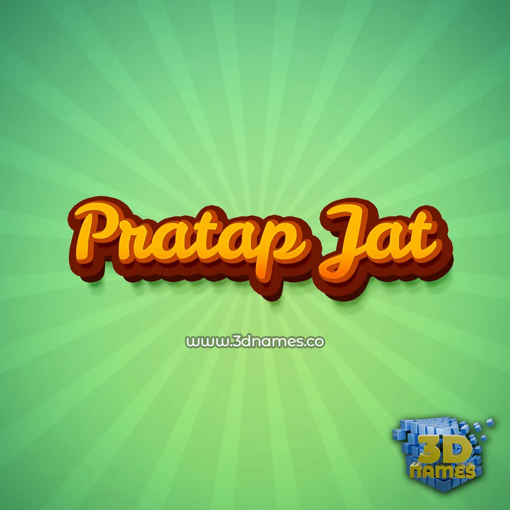 pratap jat in Green Rays style - 3D name wallpaper