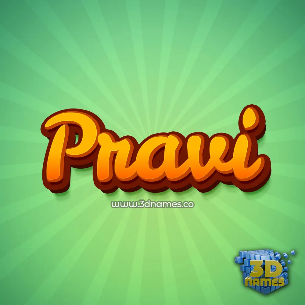 pravi in Green Rays style - 3D name wallpaper