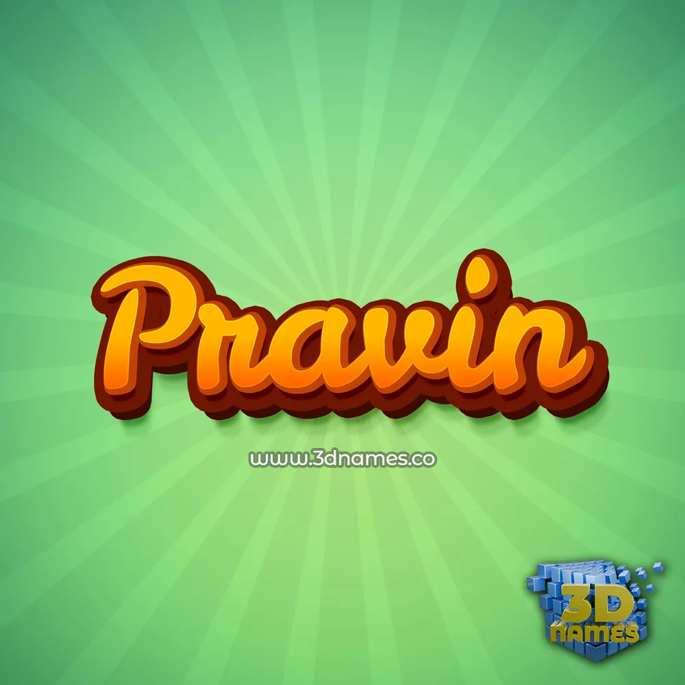 pravin in Green Rays style - 3D name wallpaper