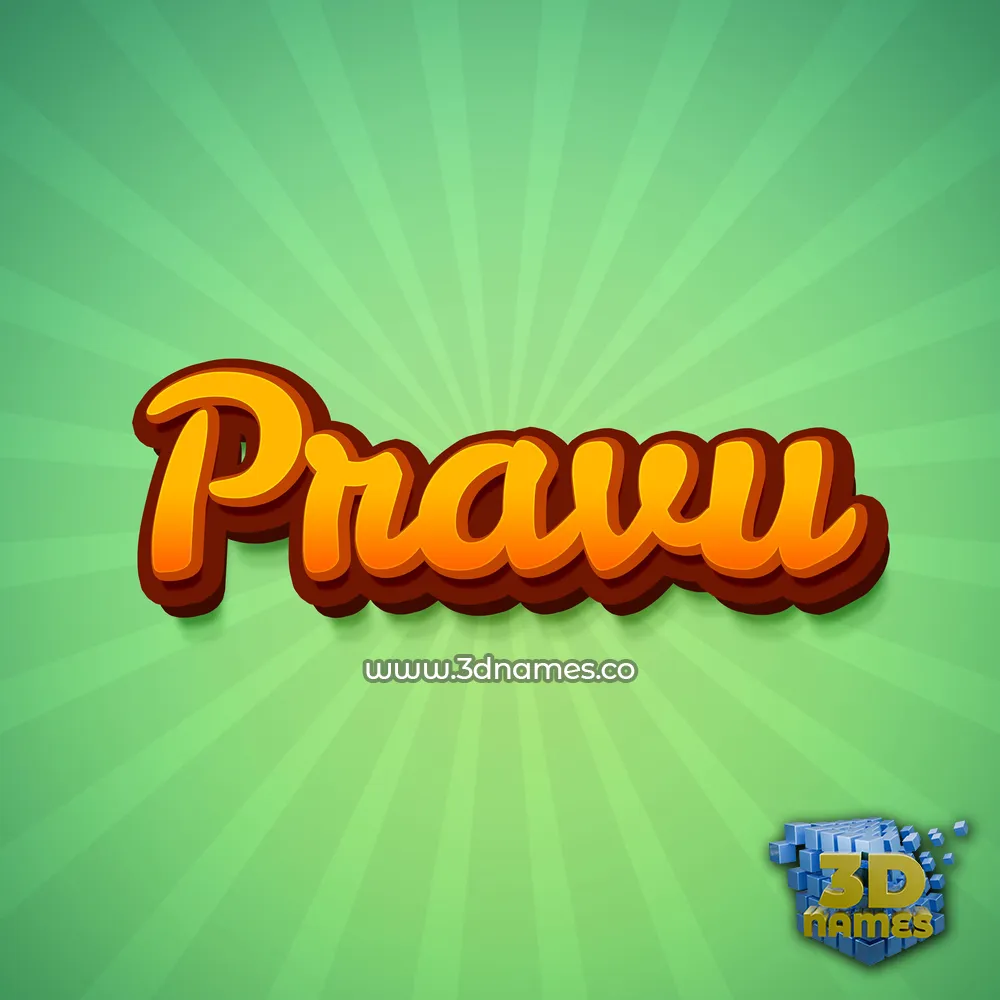 pravu in Green Rays style - 3D name wallpaper