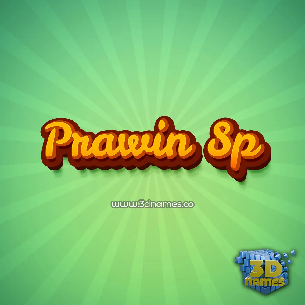 prawin sp in Green Rays style - 3D name wallpaper