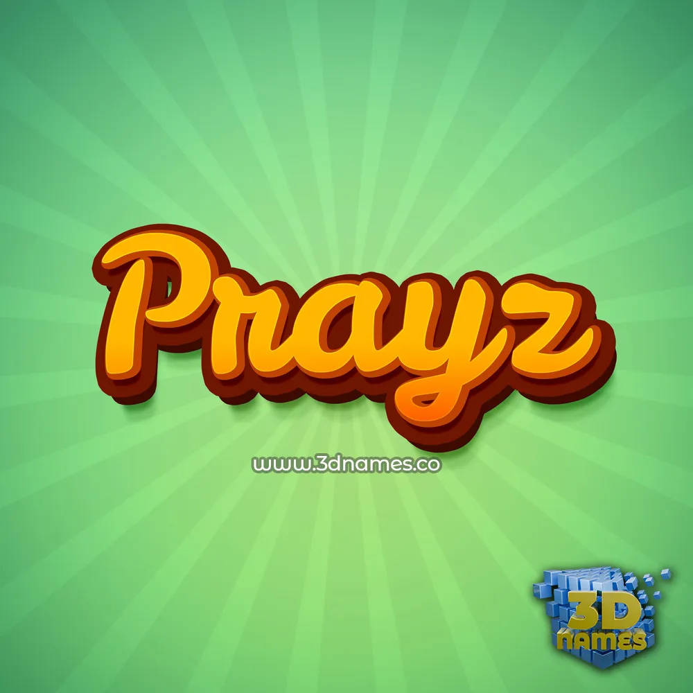 prayz in Green Rays style - 3D name wallpaper