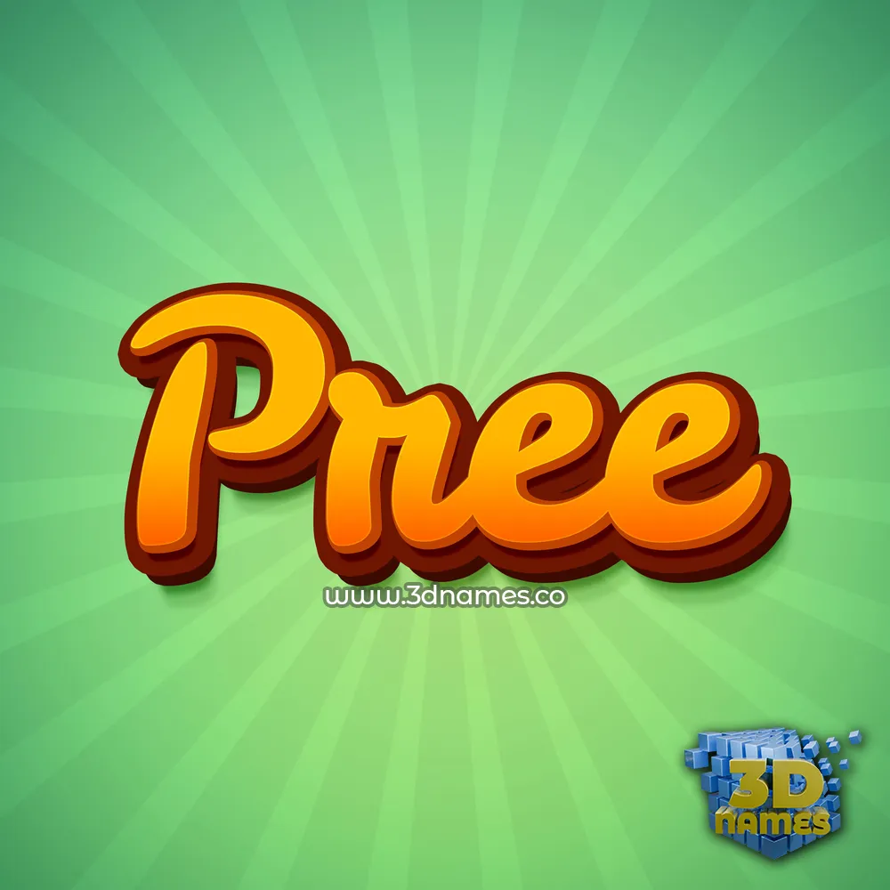 pree in Green Rays style - 3D name wallpaper