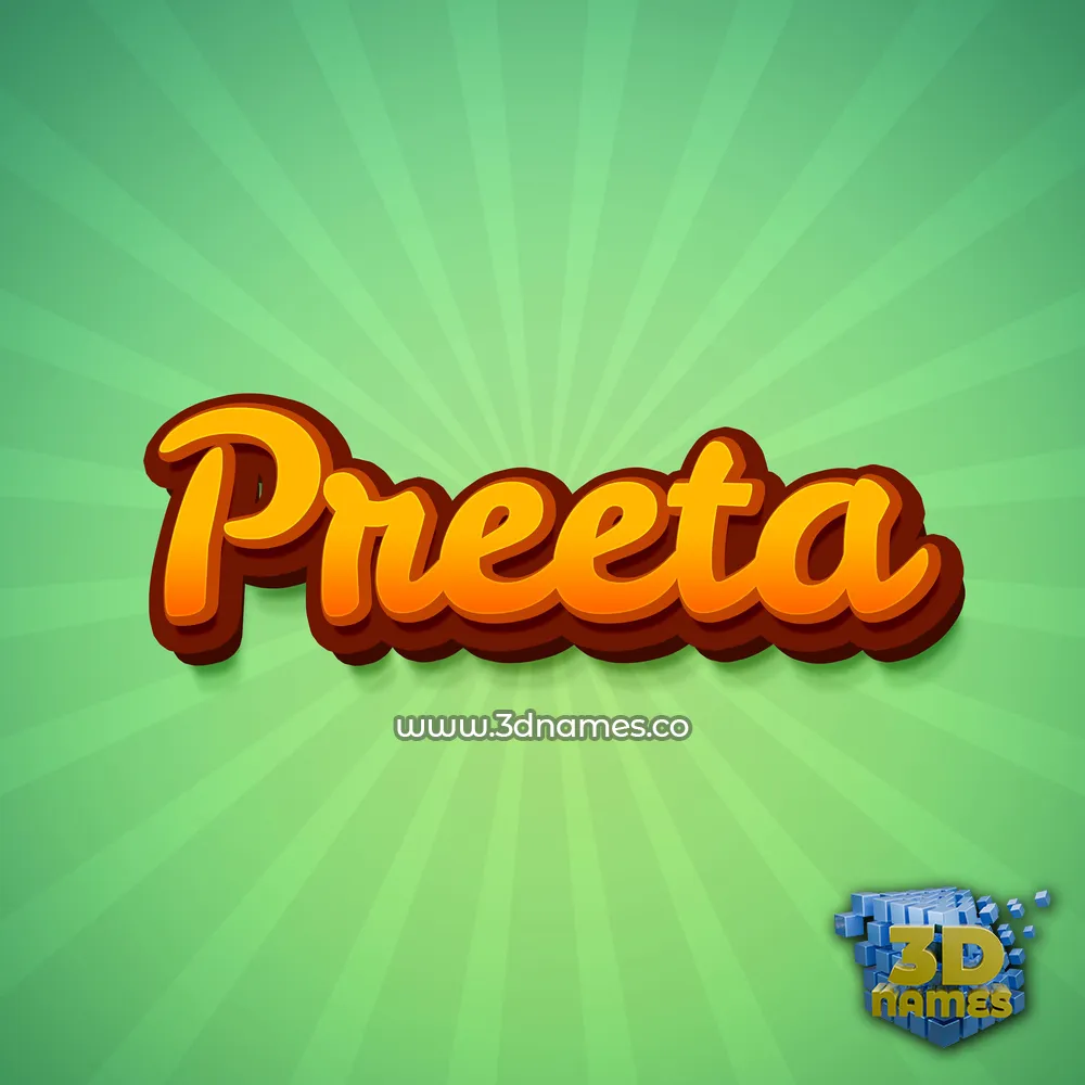 preeta in Green Rays style - 3D name wallpaper