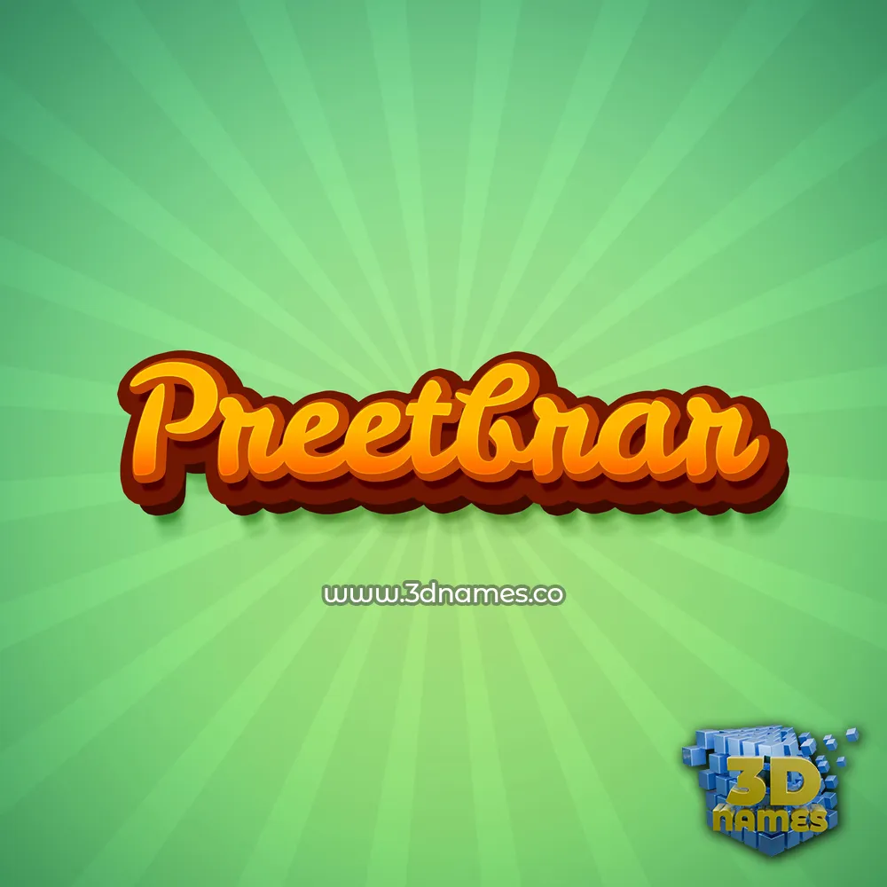 preetbrar in Green Rays style - 3D name wallpaper