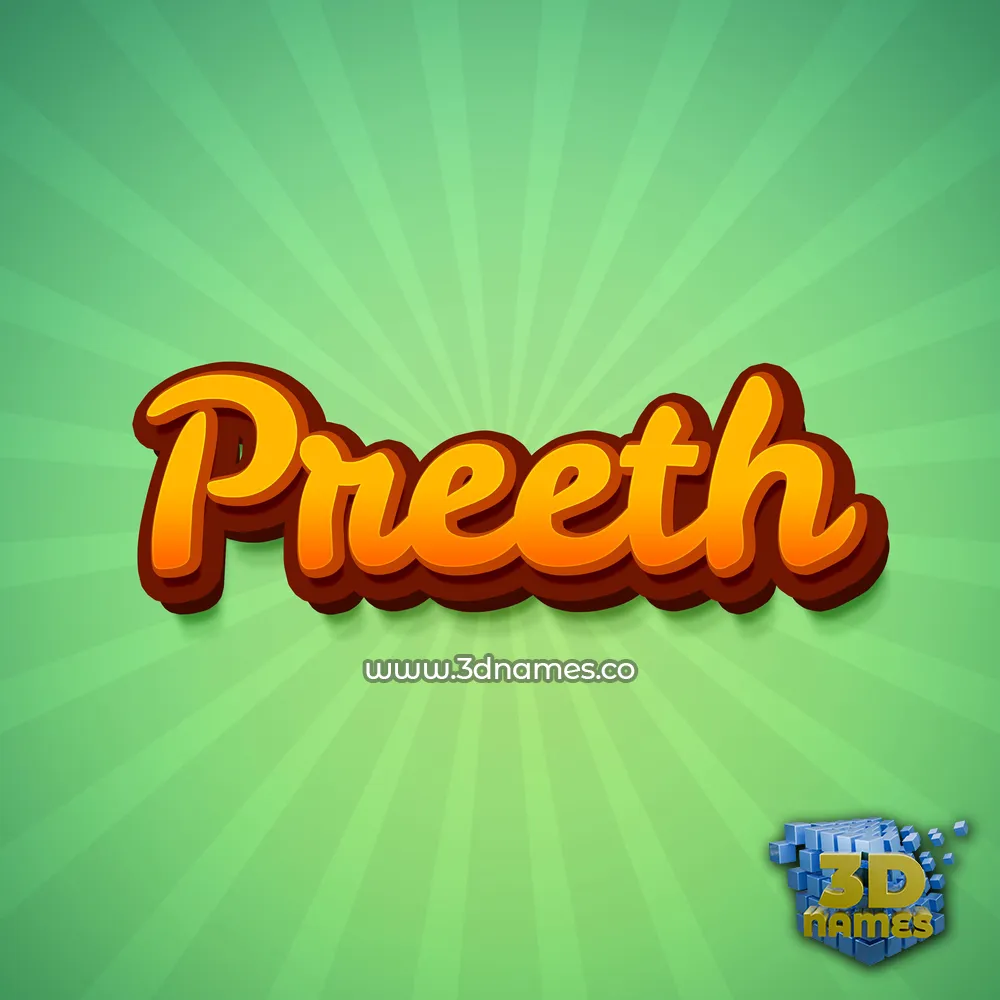 preeth in Green Rays style - 3D name wallpaper