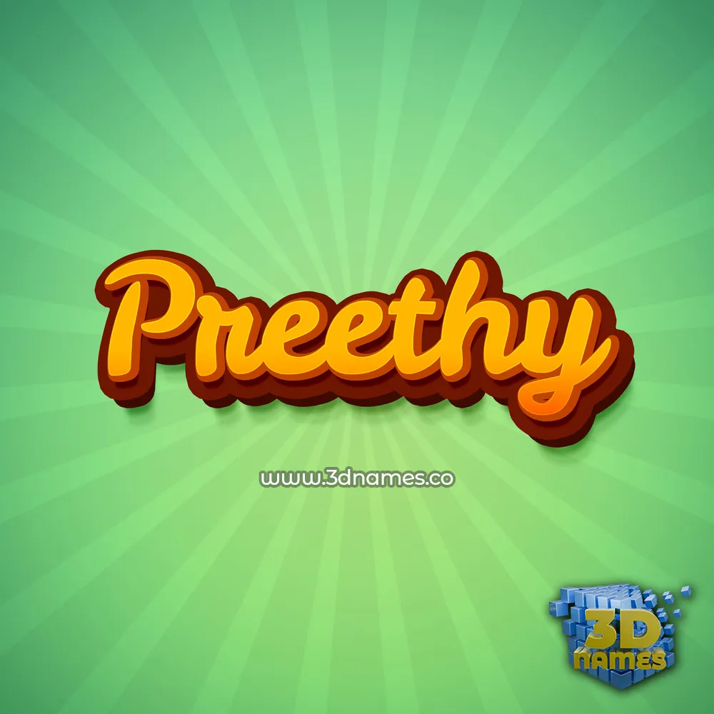 preethy in Green Rays style - 3D name wallpaper