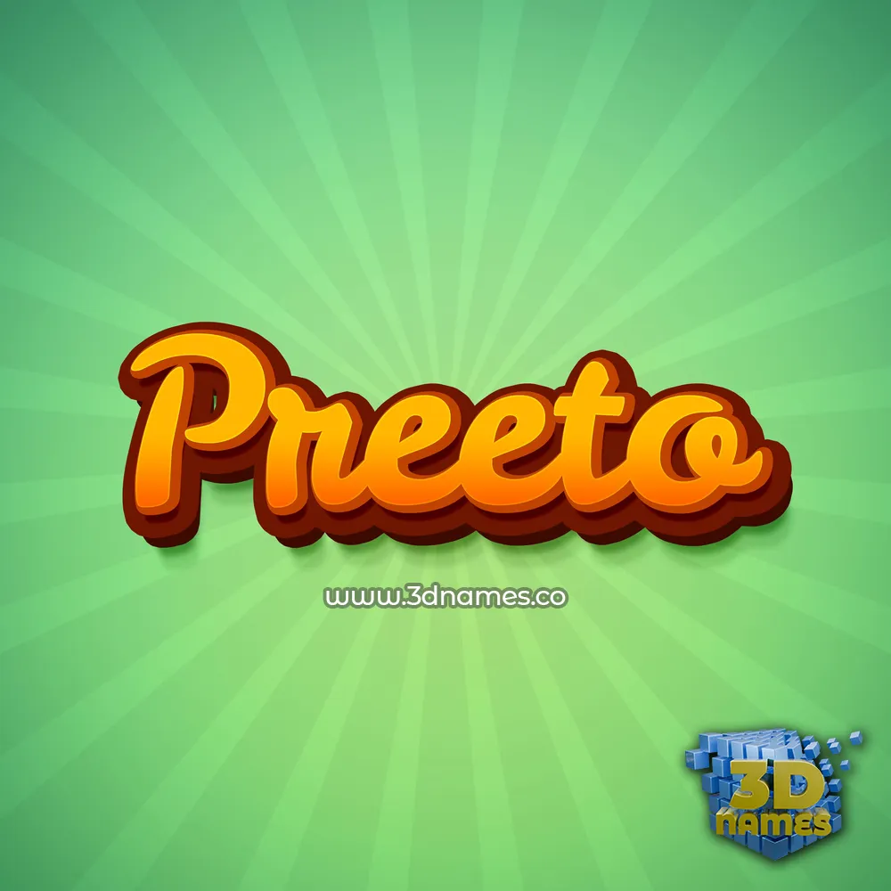 preeto in Green Rays style - 3D name wallpaper