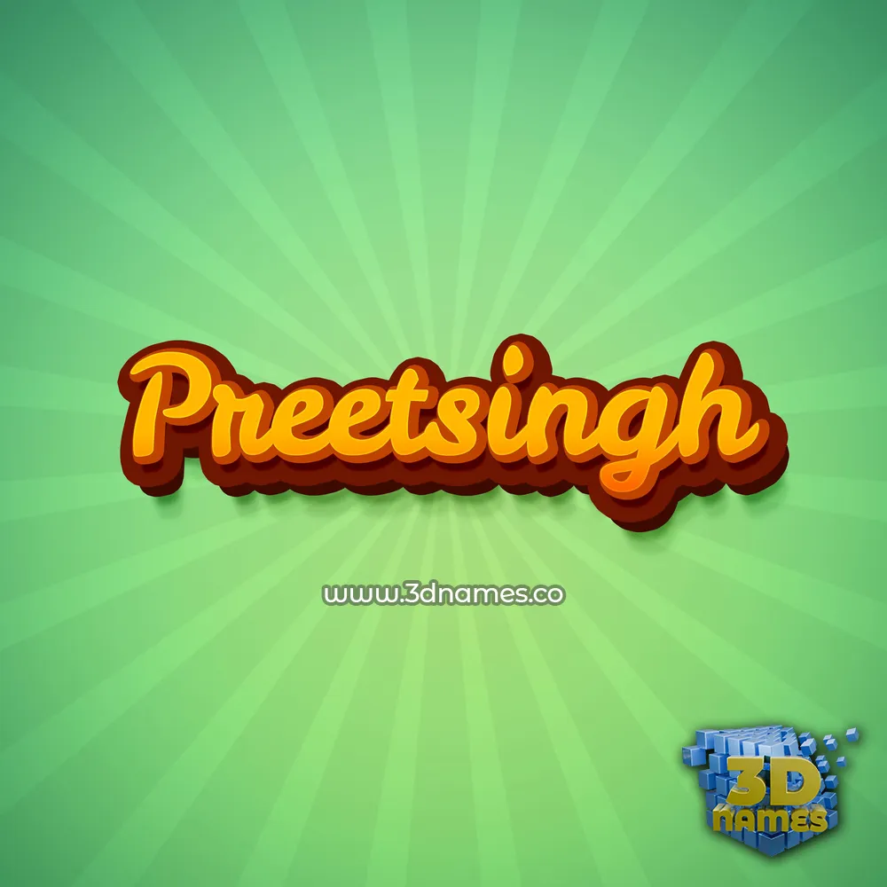 preetsingh in Green Rays style - 3D name wallpaper