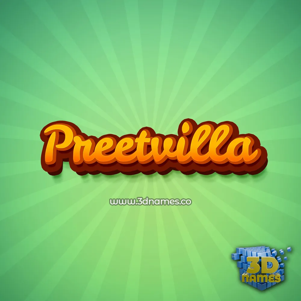 preetvilla in Green Rays style - 3D name wallpaper