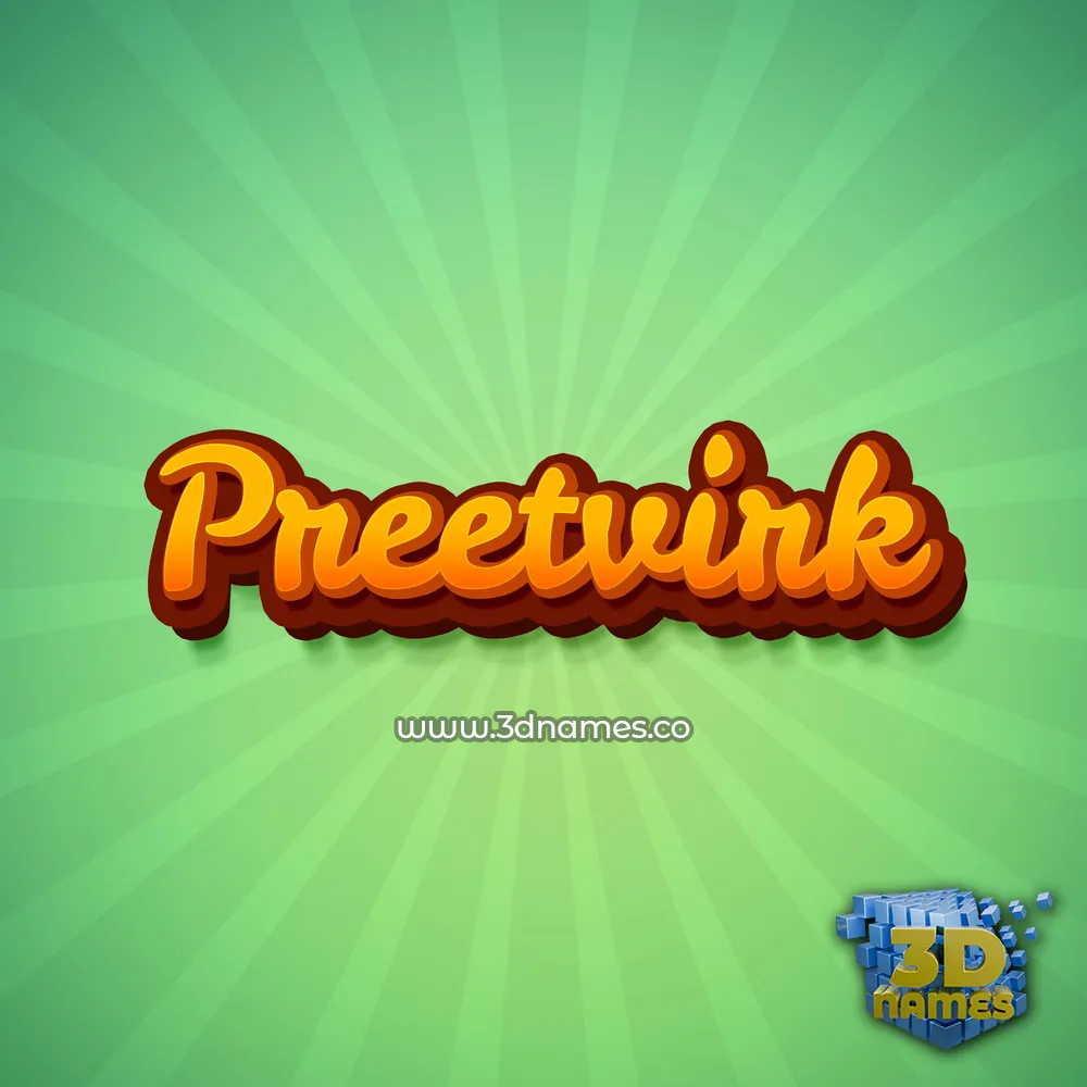 preetvirk in Green Rays style - 3D name wallpaper