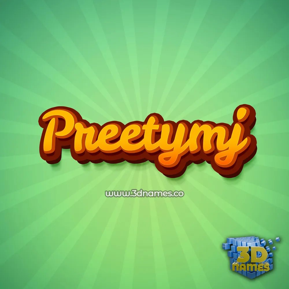 preetymj in Green Rays style - 3D name wallpaper