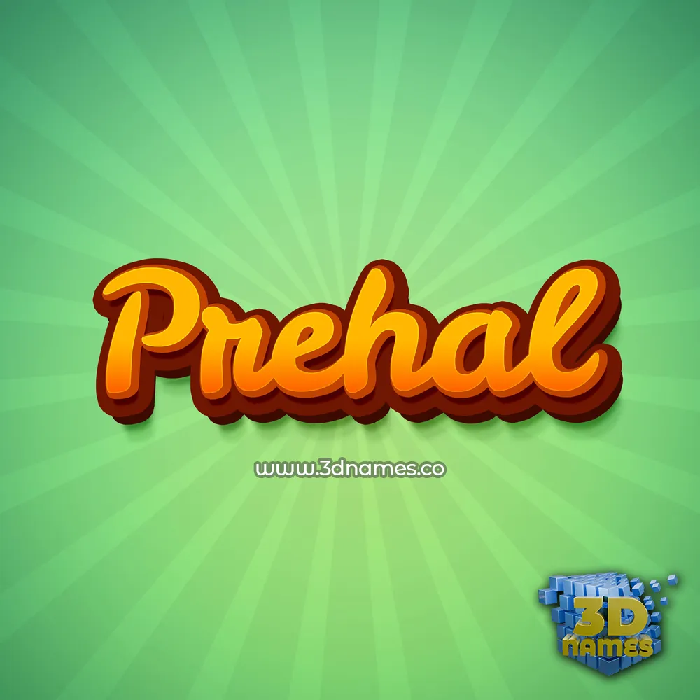 prehal in Green Rays style - 3D name wallpaper