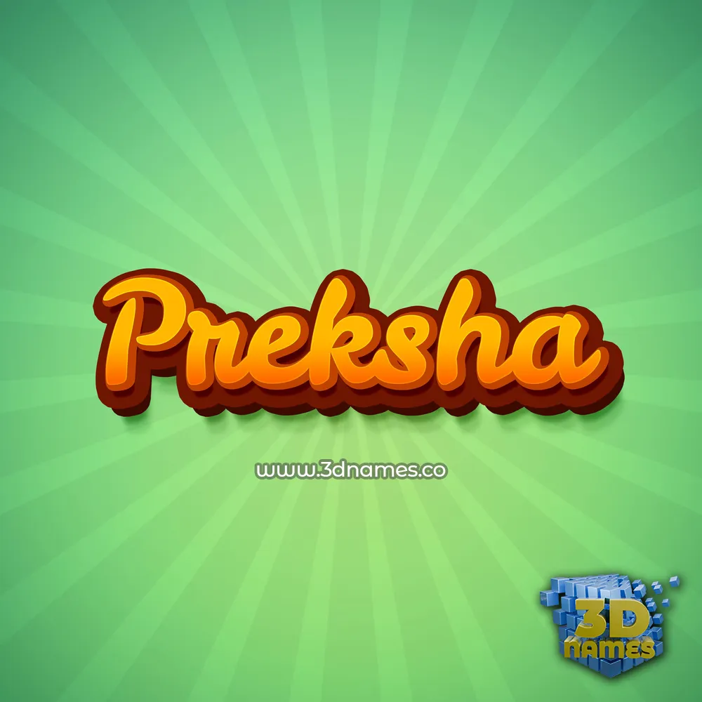 preksha in Green Rays style - 3D name wallpaper