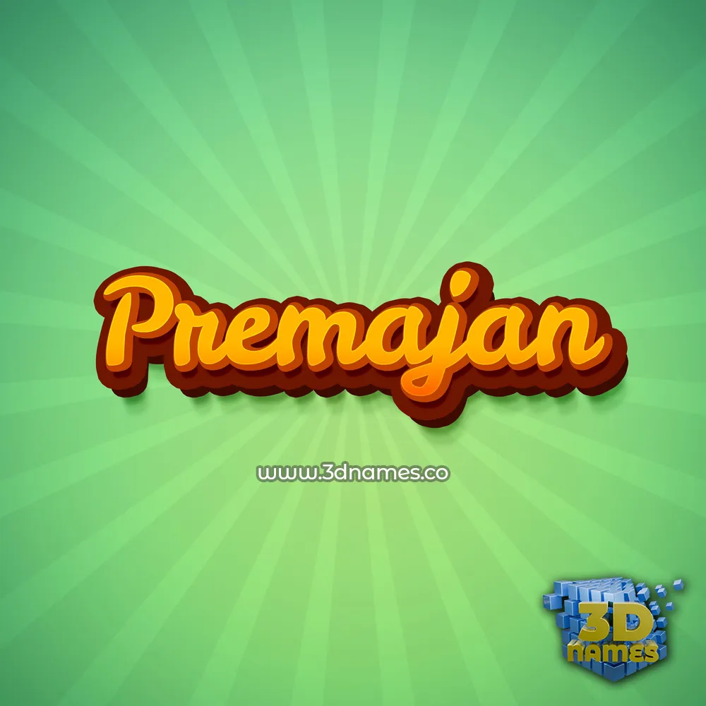premajan in Green Rays style - 3D name wallpaper