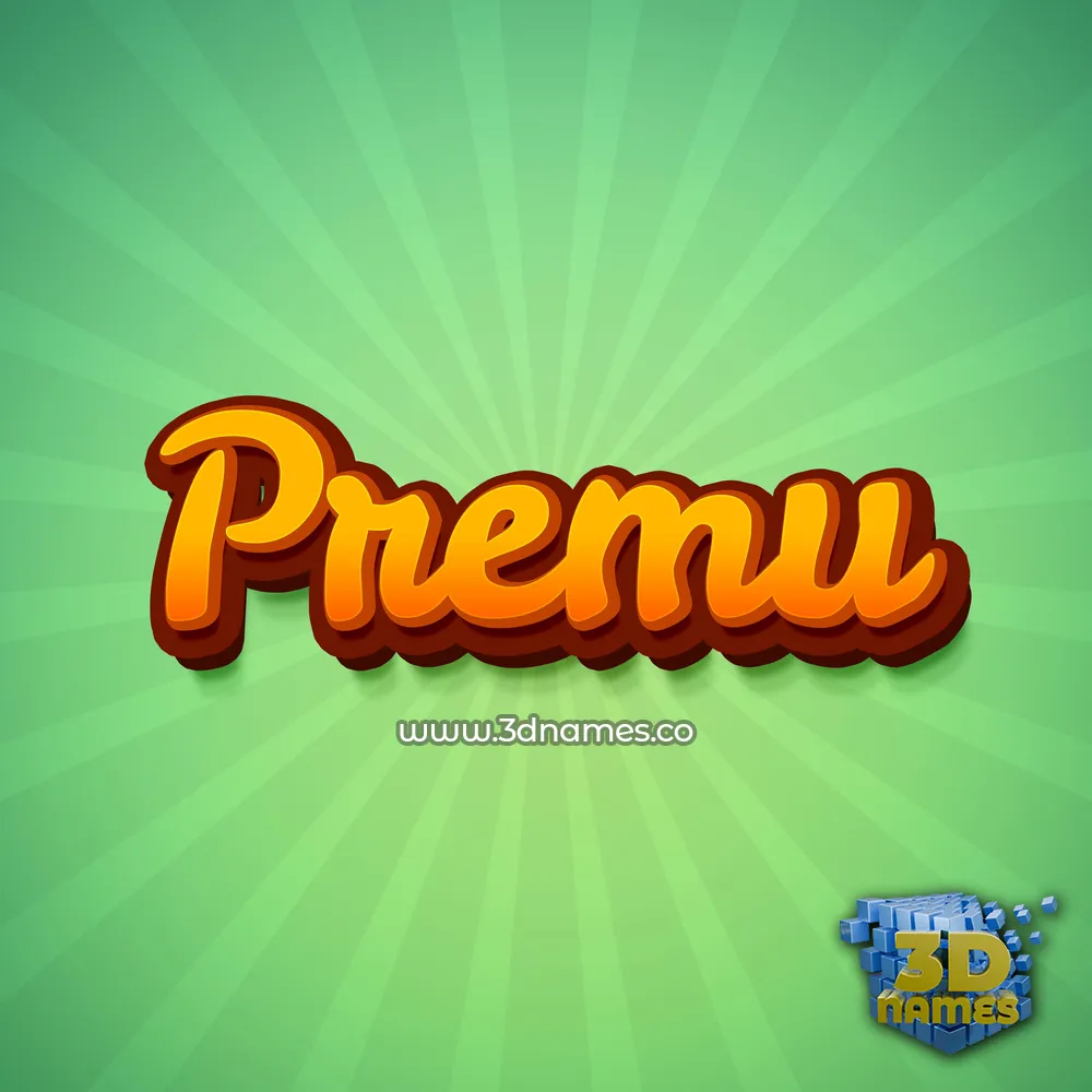 premu in Green Rays style - 3D name wallpaper
