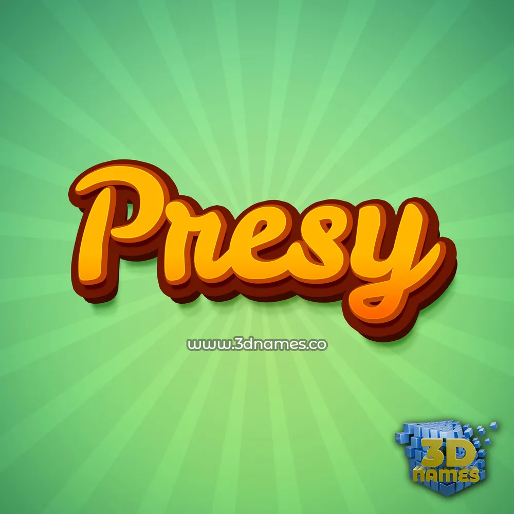 presy in Green Rays style - 3D name wallpaper