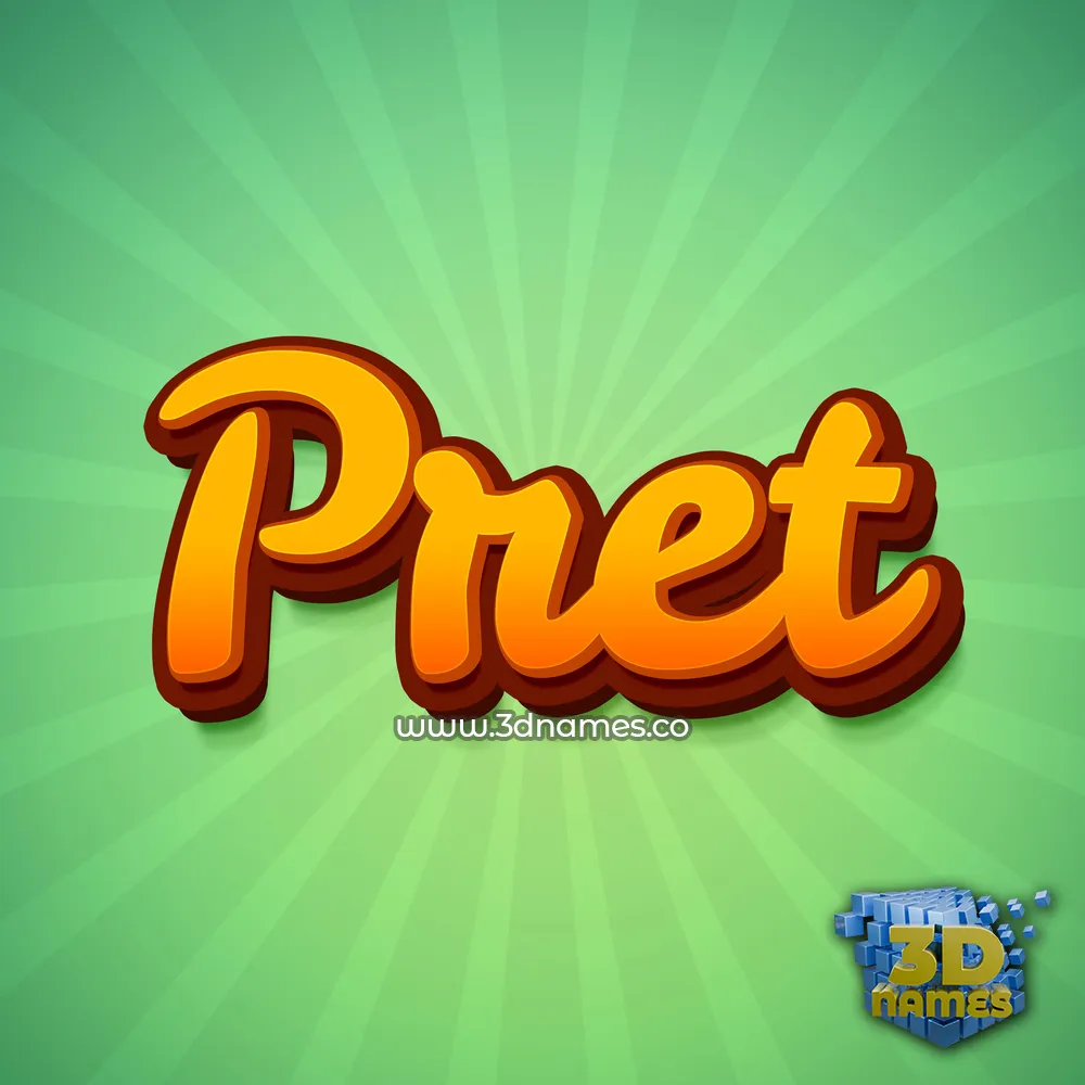 pret in Green Rays style - 3D name wallpaper