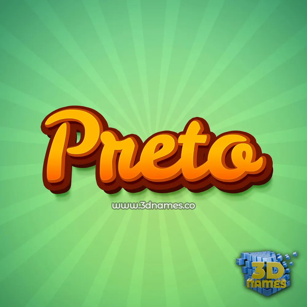 preto in Green Rays style - 3D name wallpaper