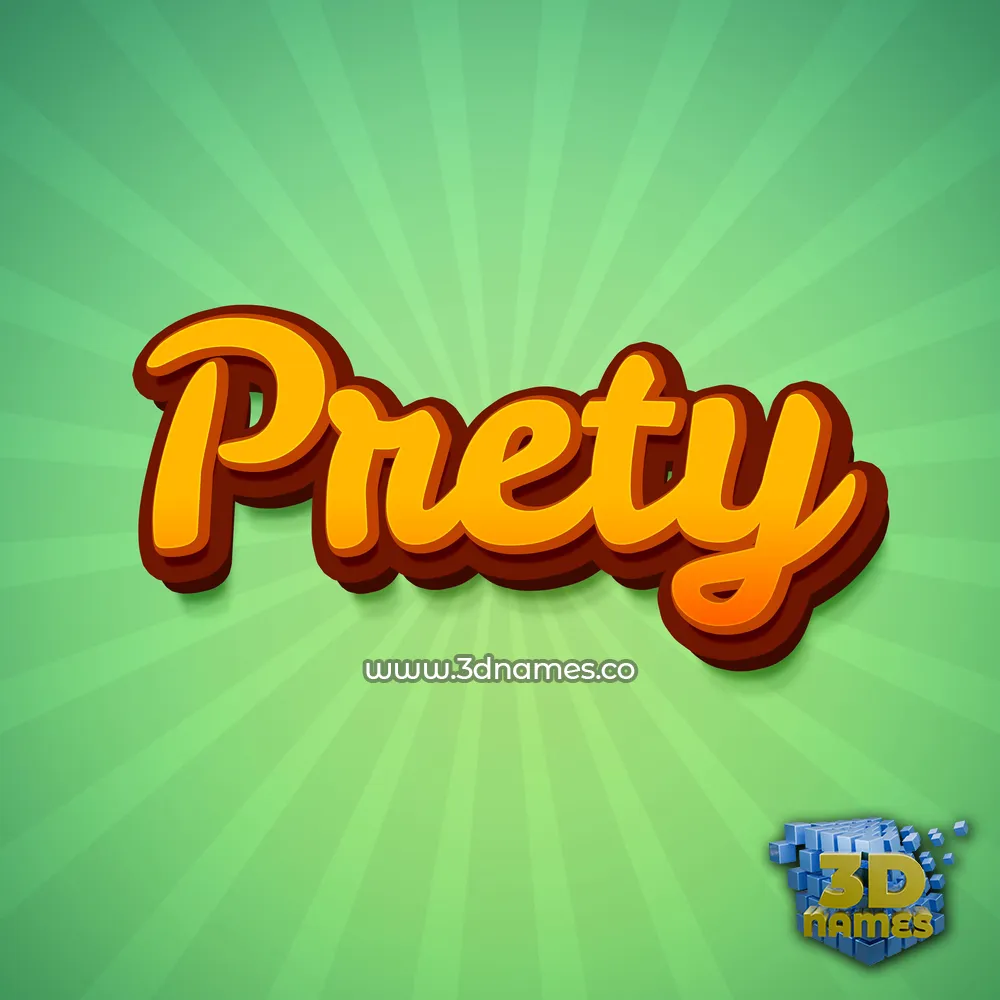 prety in Green Rays style - 3D name wallpaper
