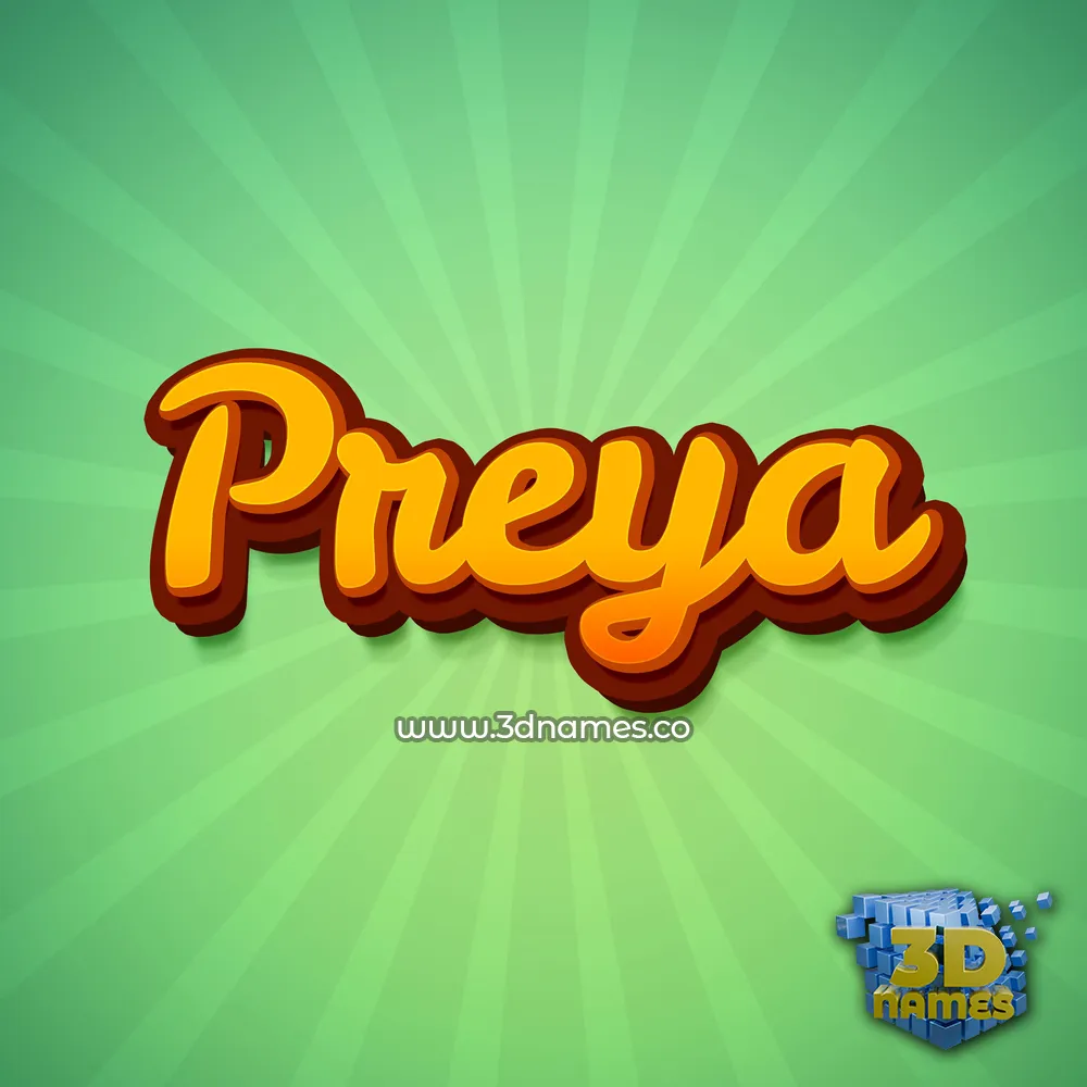 preya in Green Rays style - 3D name wallpaper