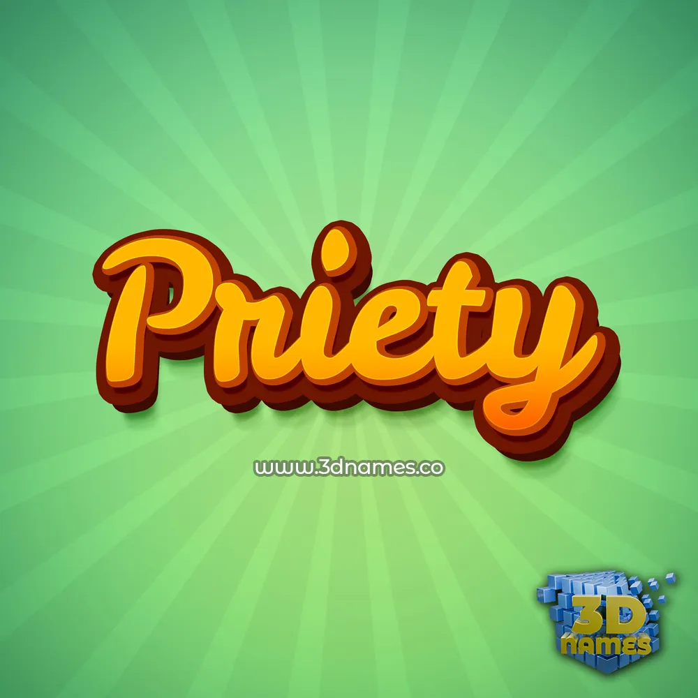 priety in Green Rays style - 3D name wallpaper