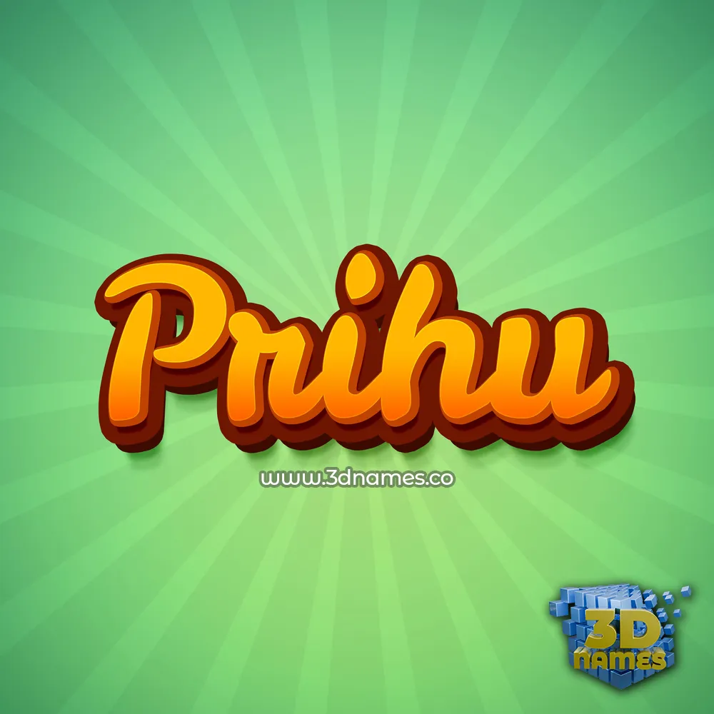prihu in Green Rays style - 3D name wallpaper