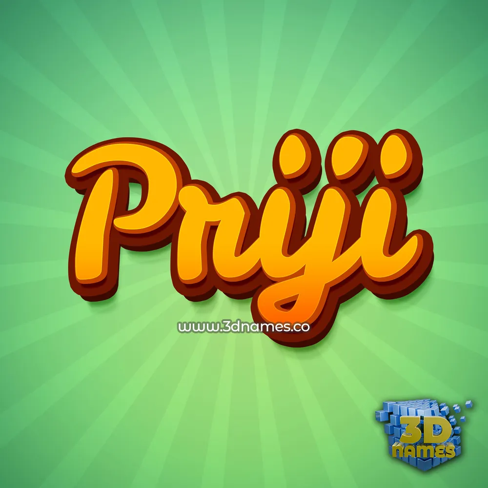 priji in Green Rays style - 3D name wallpaper
