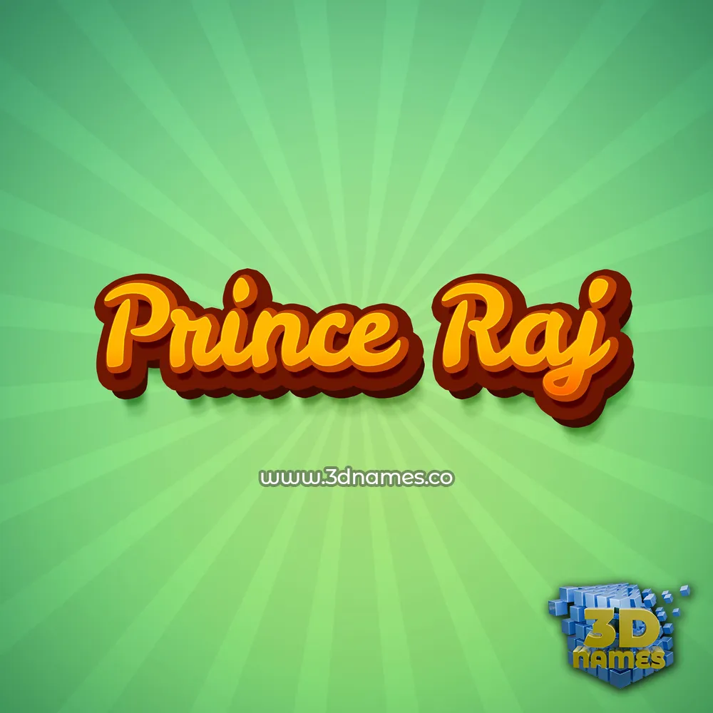 prince raj in Green Rays style - 3D name wallpaper