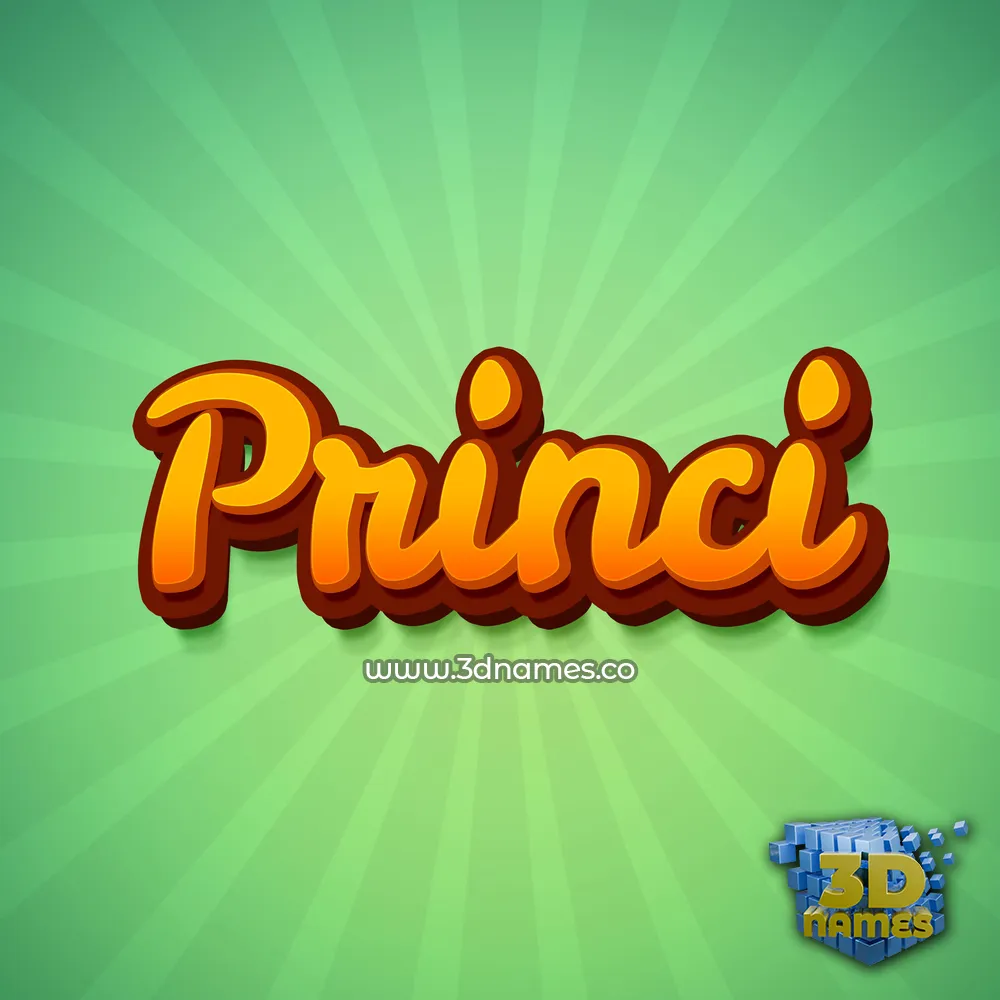 princi in Green Rays style - 3D name wallpaper