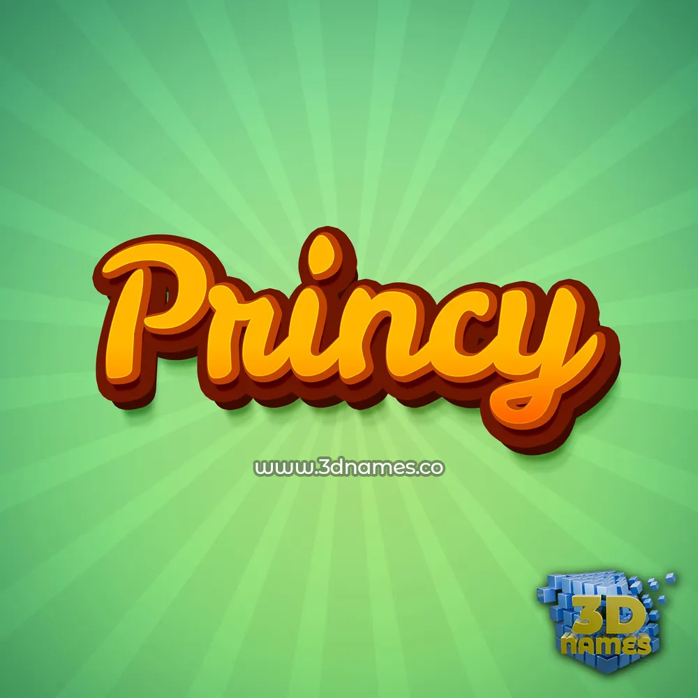 princy in Green Rays style - 3D name wallpaper
