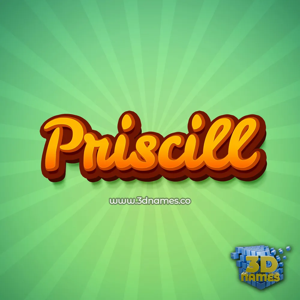 priscill in Green Rays style - 3D name wallpaper