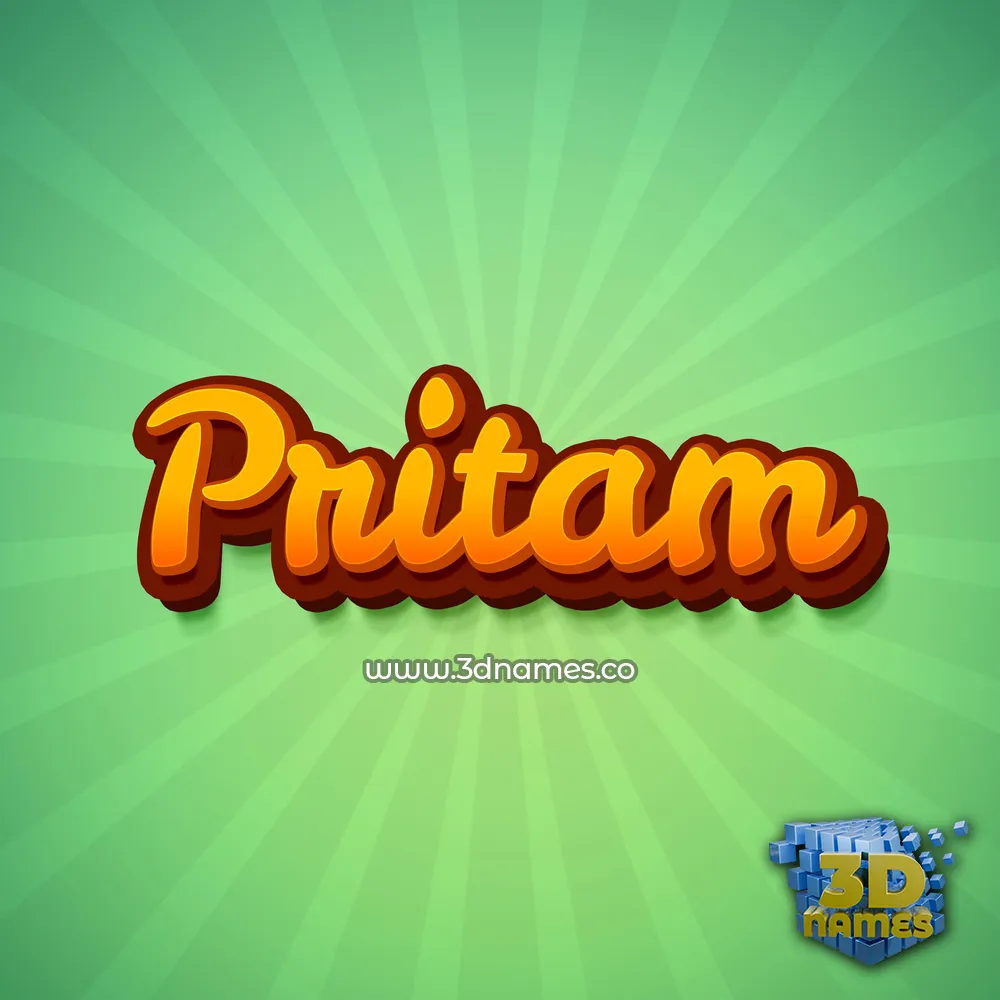pritam in Green Rays style - 3D name wallpaper