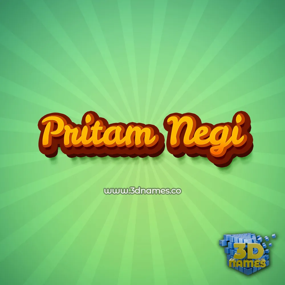 pritam negi in Green Rays style - 3D name wallpaper