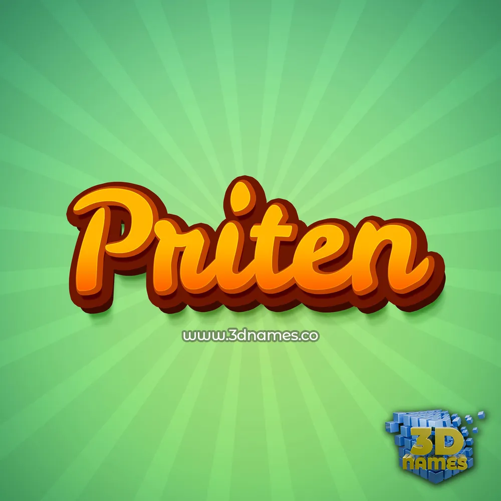 priten in Green Rays style - 3D name wallpaper
